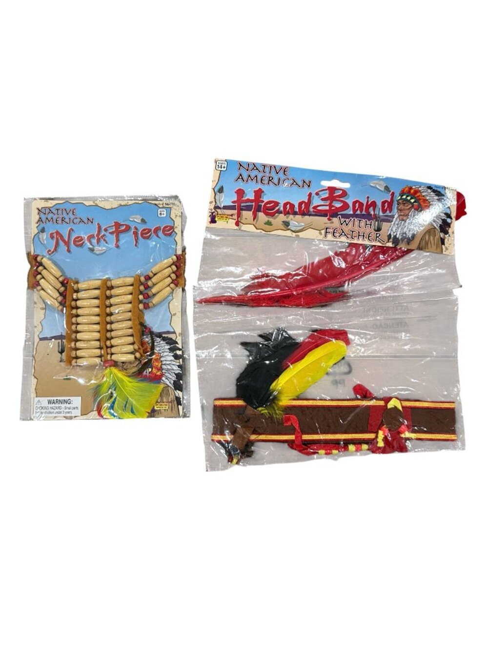 Native American-Themed Necklace & Headband Set With Feathers Costume Accessories